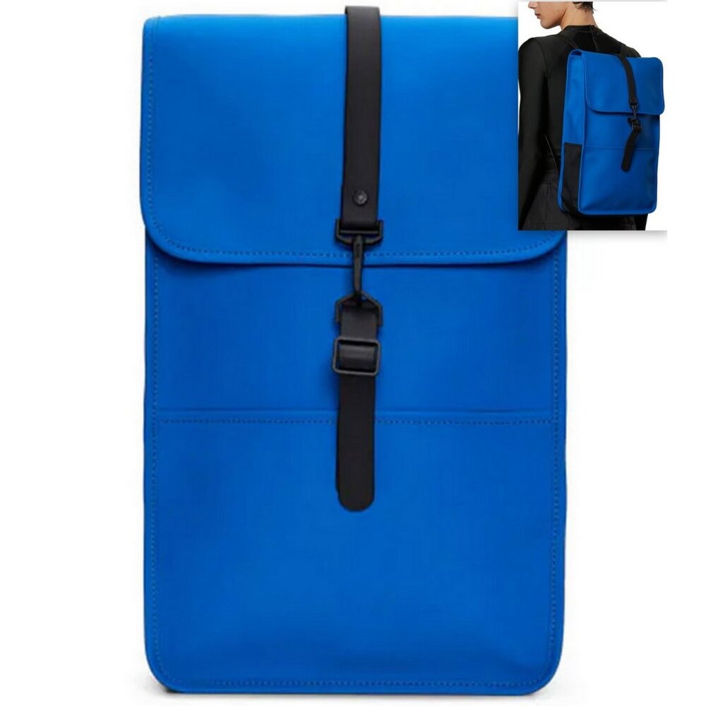 Rains Waterproof Backpack W3, Waves Blue 13000 Unisex Bag 19.2"H x 12"W x 4.8"D
